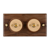 Classic Double Toggle Switch with Walnut Base