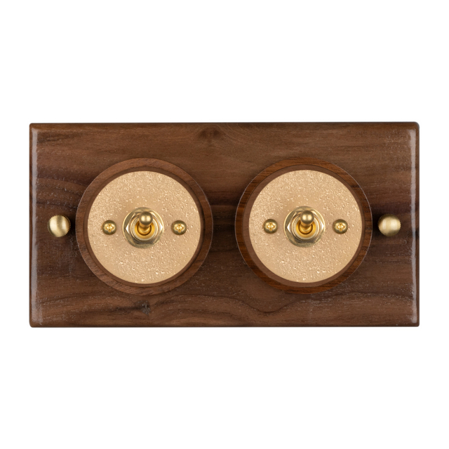 Classic Double Toggle Switch with Walnut Base