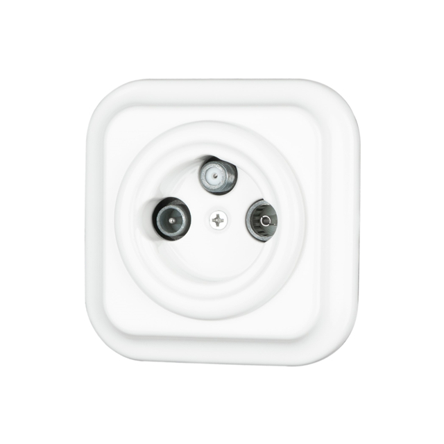 Dia.100mm Ceramic Glazed Retro Recessed TV/SAT Wall Socket