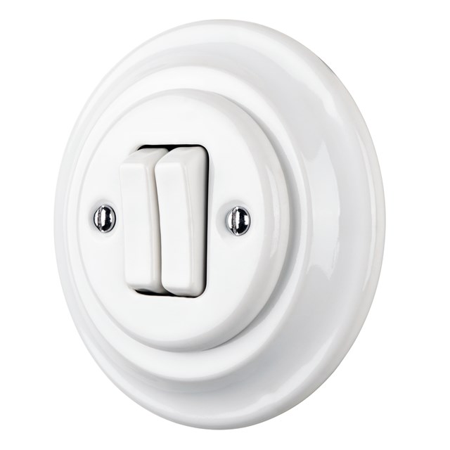 2 Gang Flush-mounted Retro Porcelain Rocker Switch 