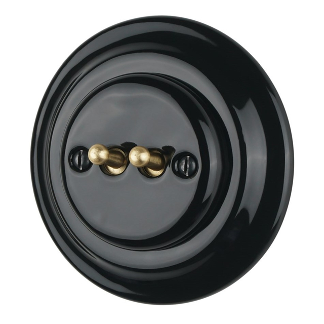 2 Gang Flush-mounted Antique Toggle Switch with Metal Knob