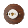 Vintage Toggle Wall Switch with Walnut Wooden Base