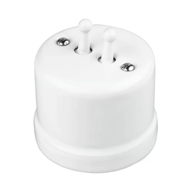 Retro Porcelain 2 Gang 2 Ways Toggle Home Wall Switch