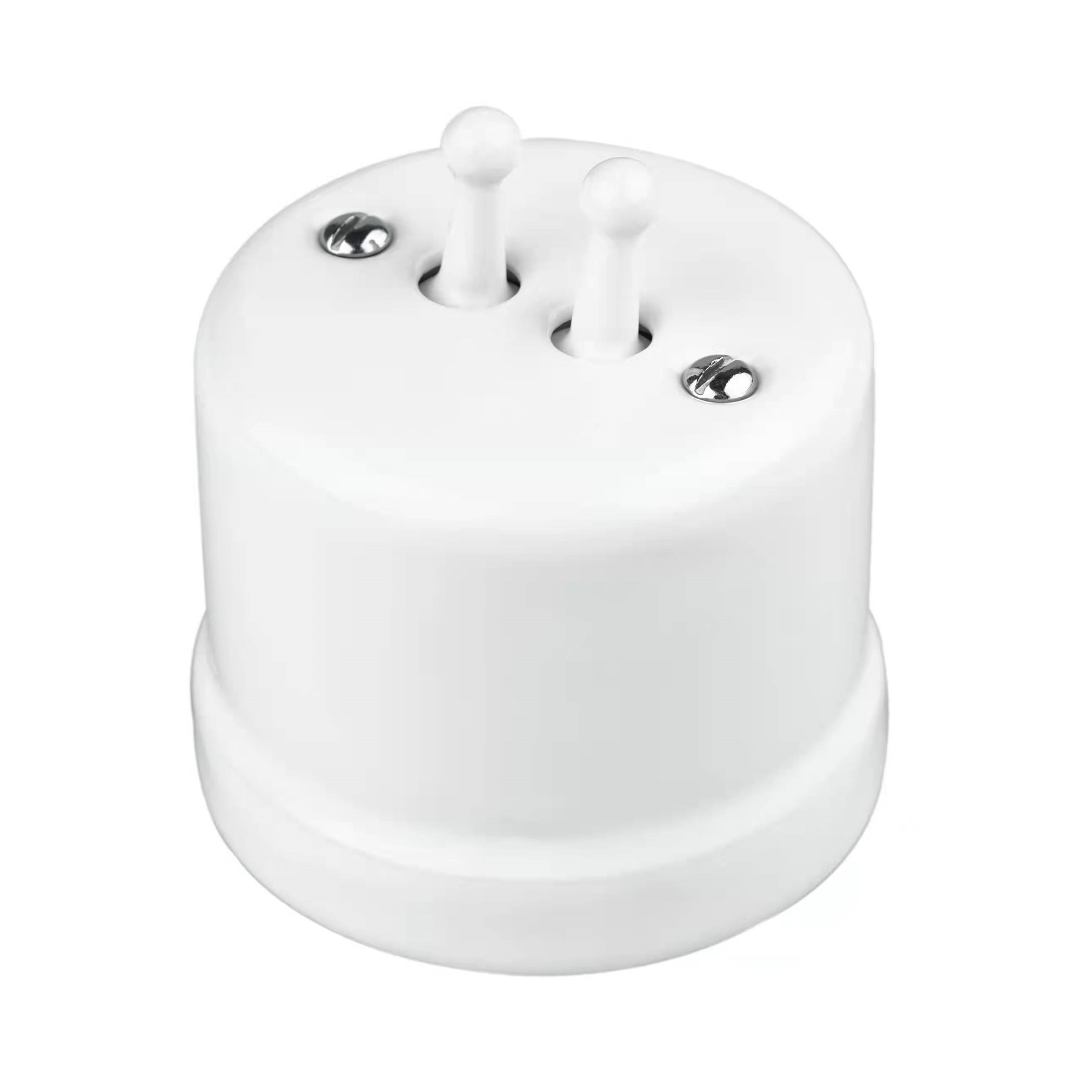 ODM Vintage Porcelain 2 Gang Toggle Wall Switches