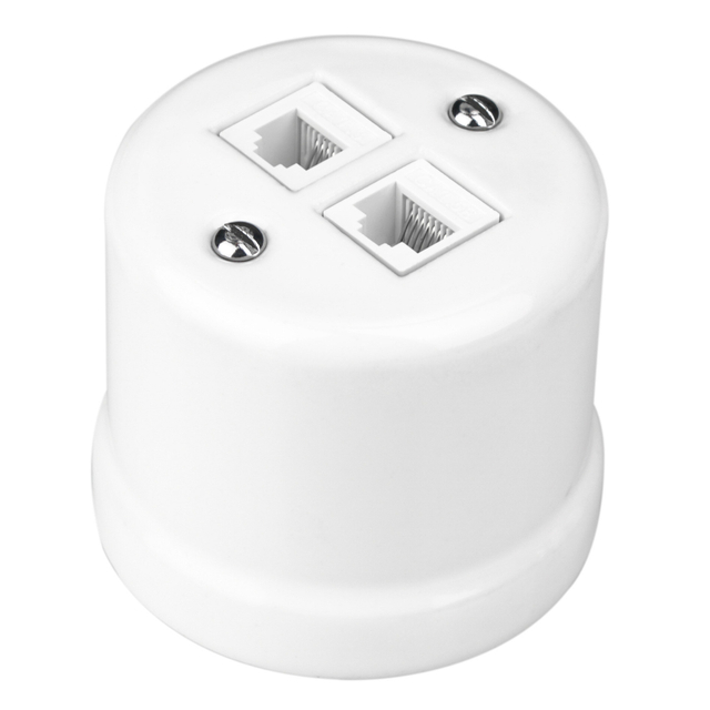 Porcelain 2×CAT.5E Network Interface Wall Sockets