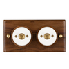 Classic Double Toggle Switch with Walnut Base