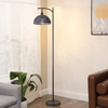 Vintage Black Hemp Rope Round Shade Floor Lamp for Home