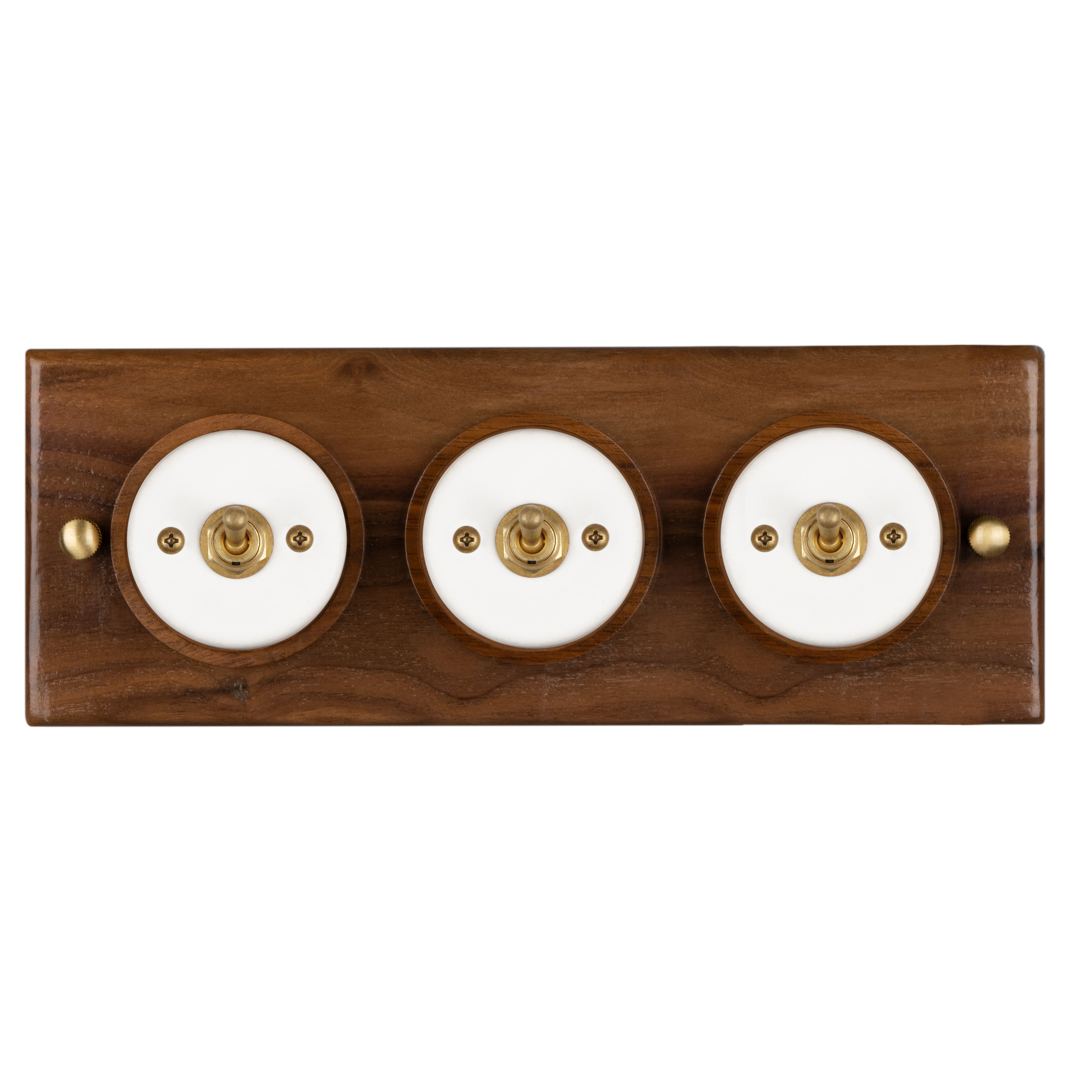  Surface Mounted Porcelain Toggle Switch with Walnut Base