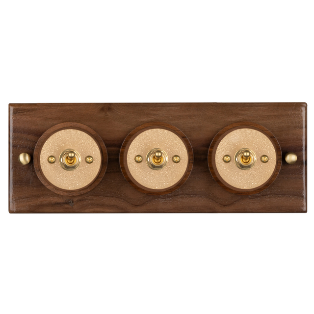  Surface Mounted Porcelain Toggle Switch with Walnut Base