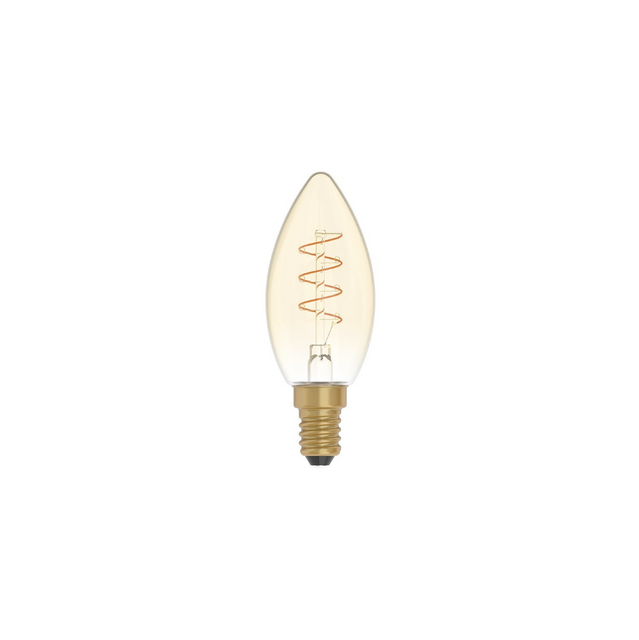 LED Golden Light Bulb Carbon Line Curved Spiral Filament Candle C35 2,5W 136Lm E14 1800K Dimmable