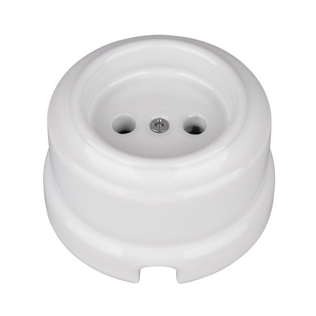 Retro Ceramic European Non-Grounded Wall Socket without Childproof 