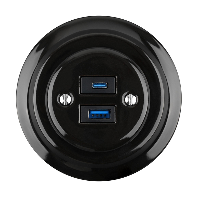 Ceramic USB-A+USB-C 20W 5V-4A Flush Mounted Charging Socket