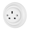 Stylish Retro Ceramic UK Standard Flush Mounted Wall Socket
