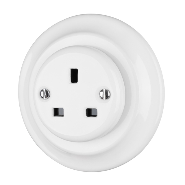 Stylish Retro Ceramic UK Standard Flush Mounted Wall Socket