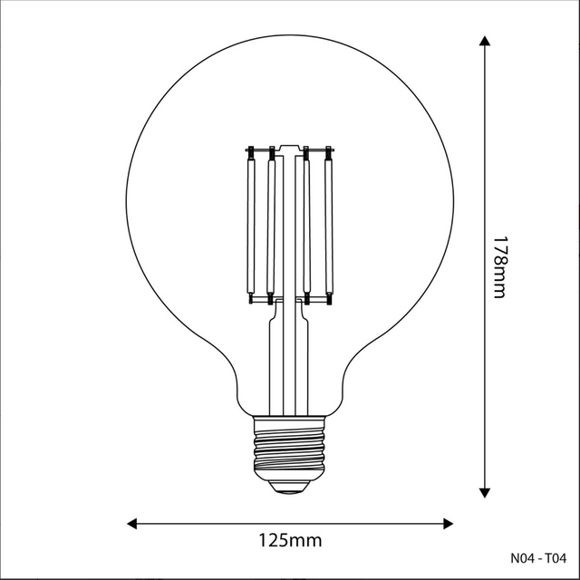 G125 7W LED Light Bulb Clear Globe 806Lm E27 2700K Dimmable