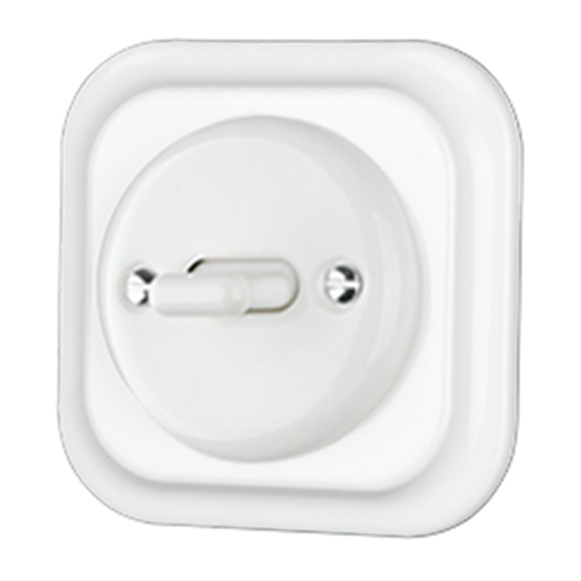Porcelain Square-shaped 1 Gang 2 Pole Flush-mounted Toggle Wall Switch 
