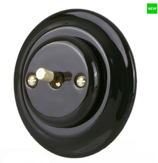 1 Gang Flush-Mounted Retro Toggle Switch with Metal Knob